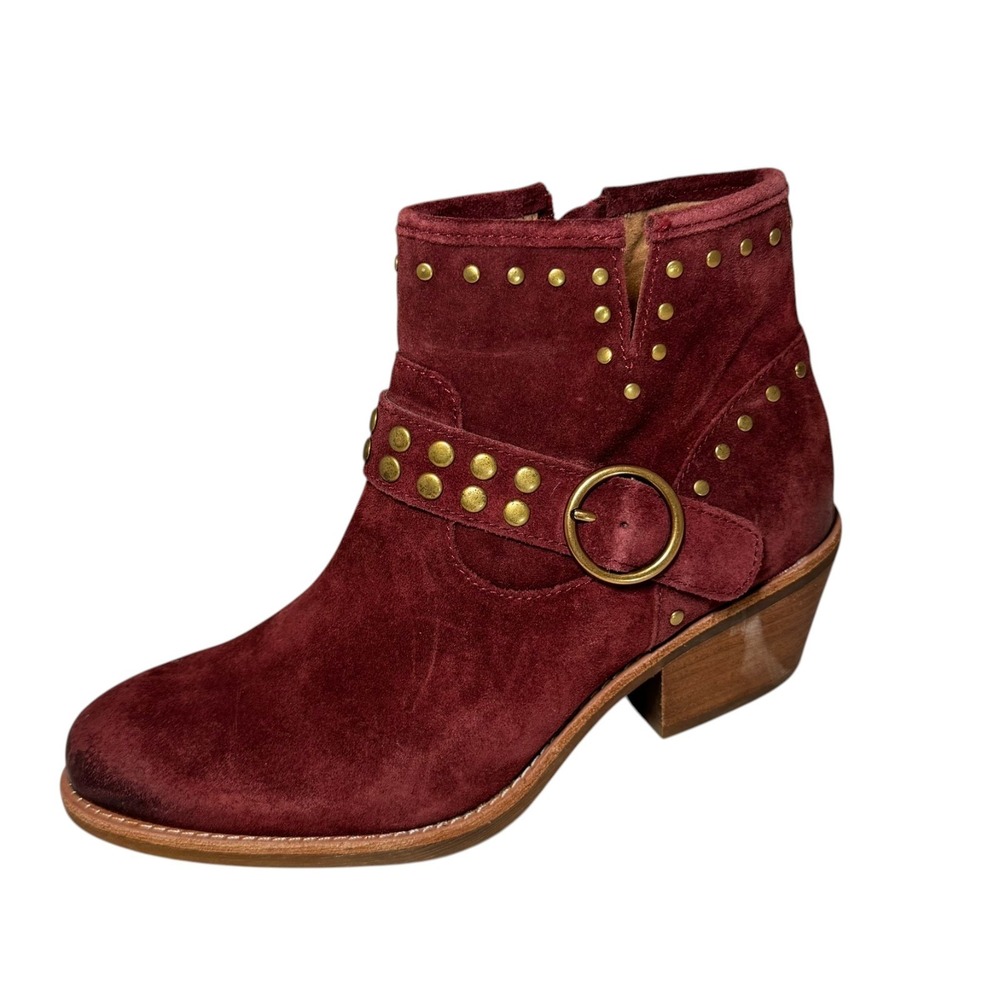 Sofft Womens Allene II Boots Size 7.5 Rustic Red Suede Booties Western Studs NEW